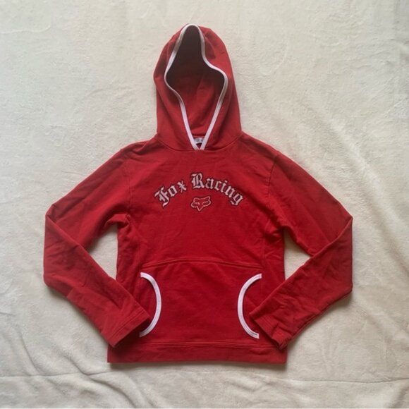 Tops - Y2K Foxracingred with White Trim Graphic Hoodie